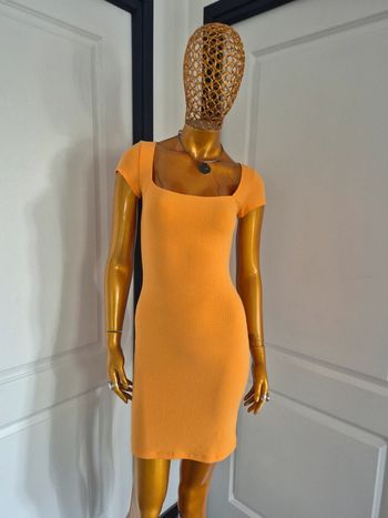 Robe Courte Manches Courtes Orange Femme Taille L/40