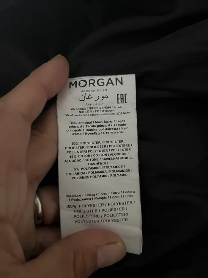 Trench à capuche noir Morgan / 222-GEDEO T38 - photo numéro 7
