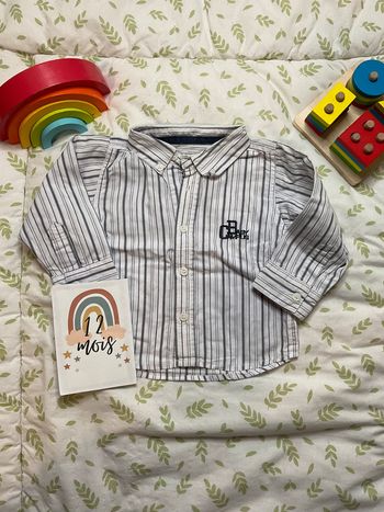 chemise manches longues à rayures grises in extenso 12 mois