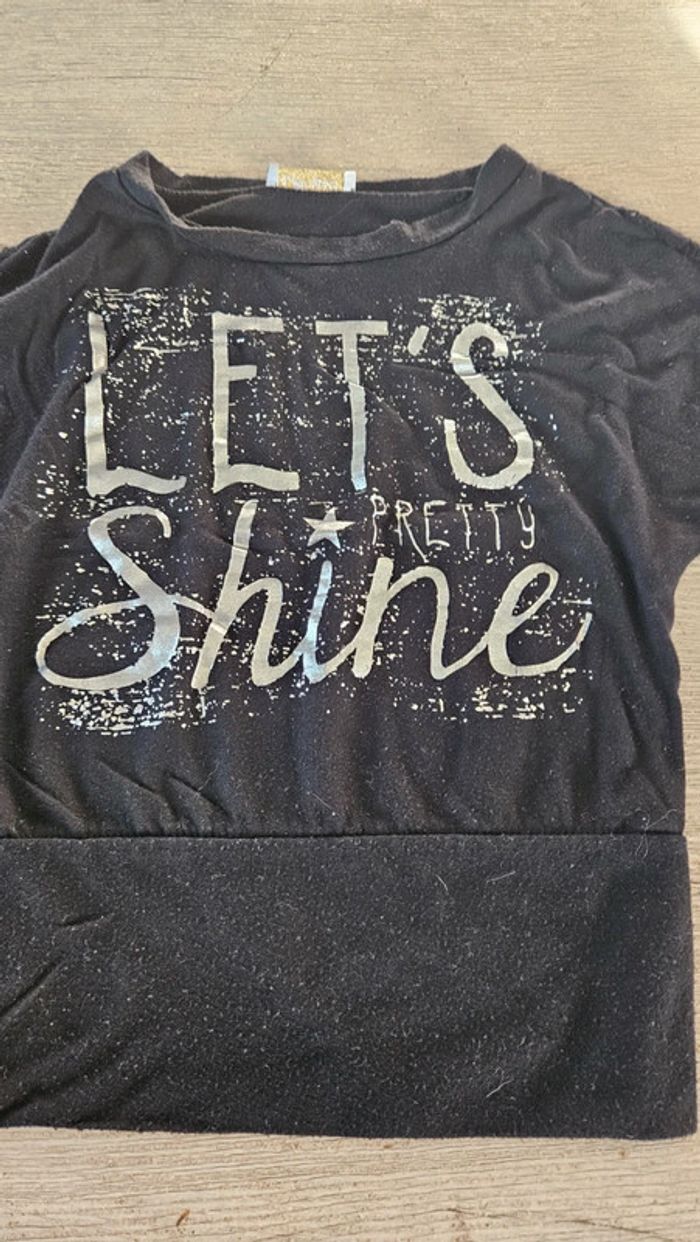 Blouse à manches 3/4 noir avec inscriptions argentée, LPC Girls, 6/8 ans - photo numéro 3