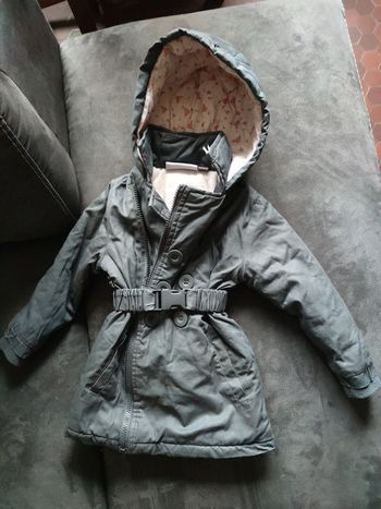Manteau parka hiver lili marelle gris et rose 3 ans