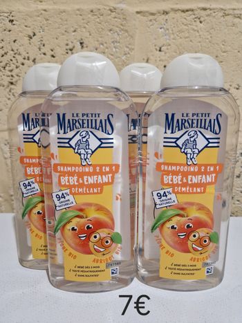 Lot de 4 shampoing le petit marseillais bébé et enfant pêche et abricot 4x300ml