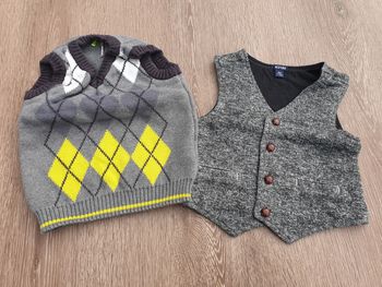 Lot de 2 pulls gilets sans manches 18 mois garçon