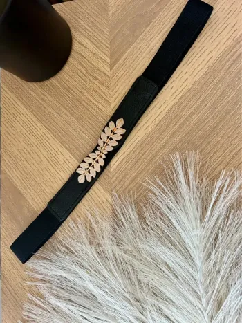 Magnifique ceinture noir et doré forme feuille taille ajustable neuf