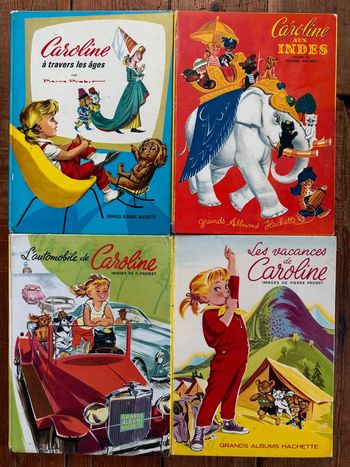 Bon état - 4 Livres Caroline années 50/60 Lot Grands albums Hachette Pierre Probst