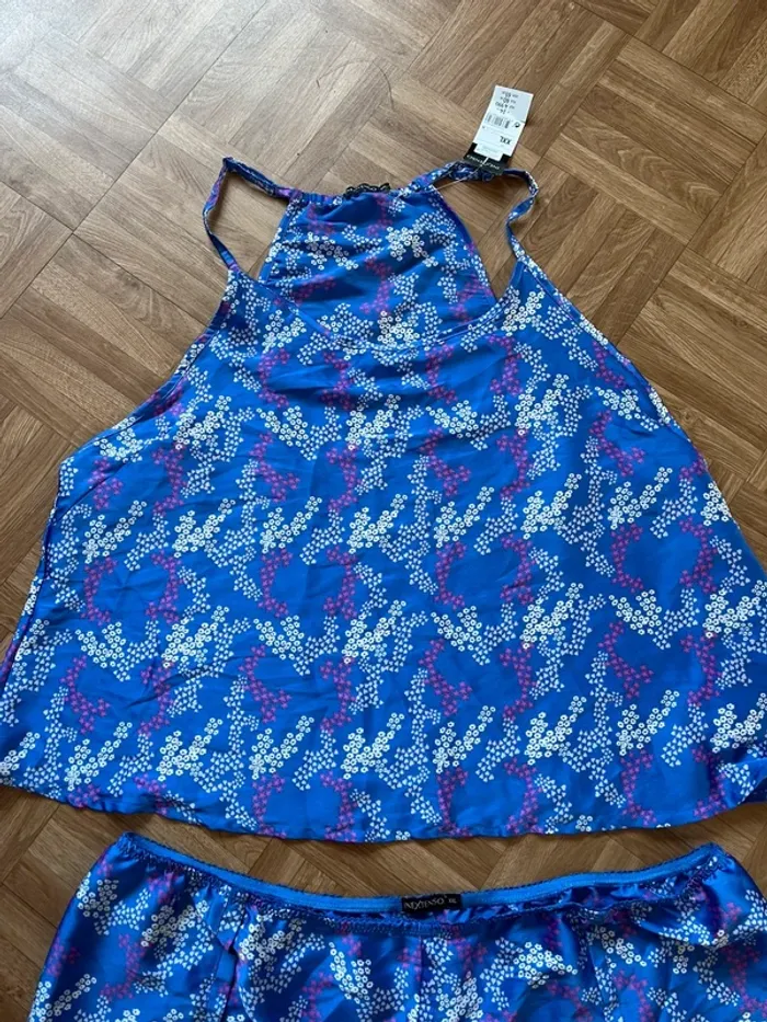 Ensemble tenue de nuit bleu avec motifs débardeur + short In Extenso (NEUF) - photo numéro 4