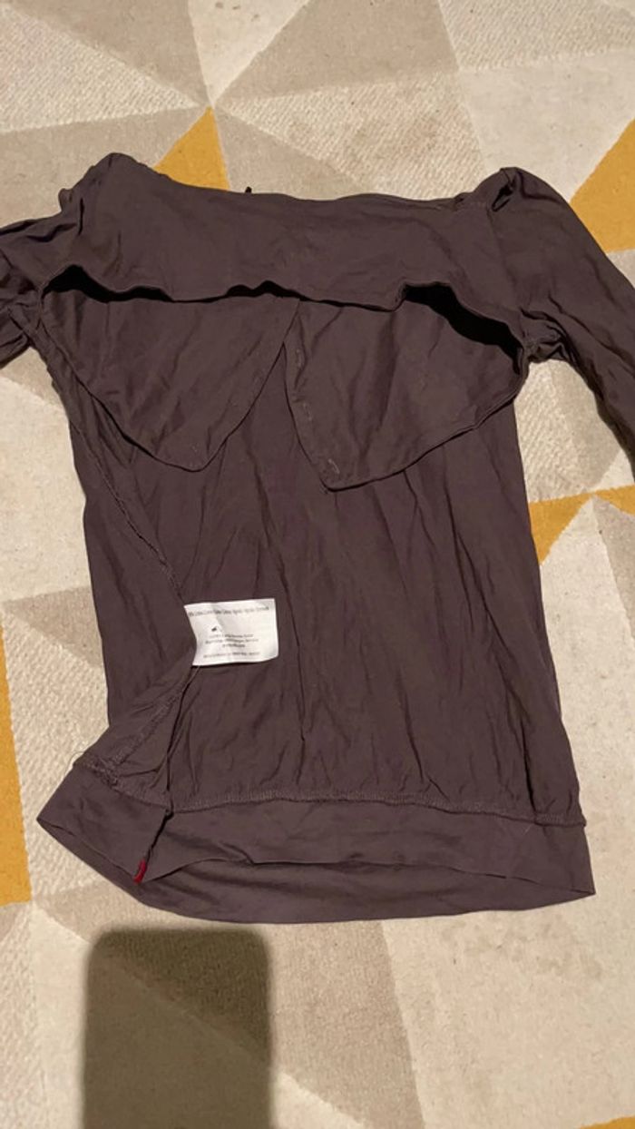 Tee shirt EDC marron avec col original - photo numéro 3