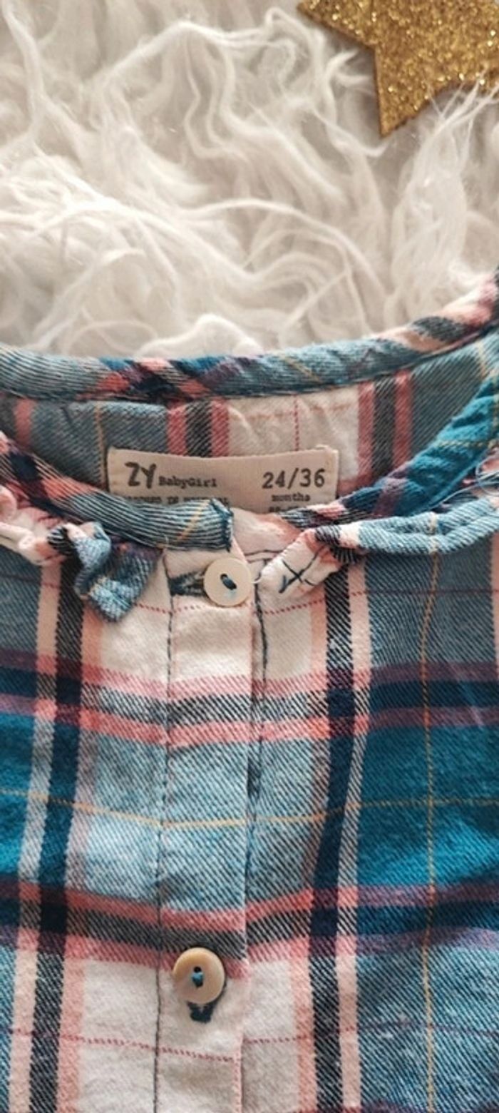 Robe à carreaux avec ceinture Zara taille 24/36 mois - photo numéro 6