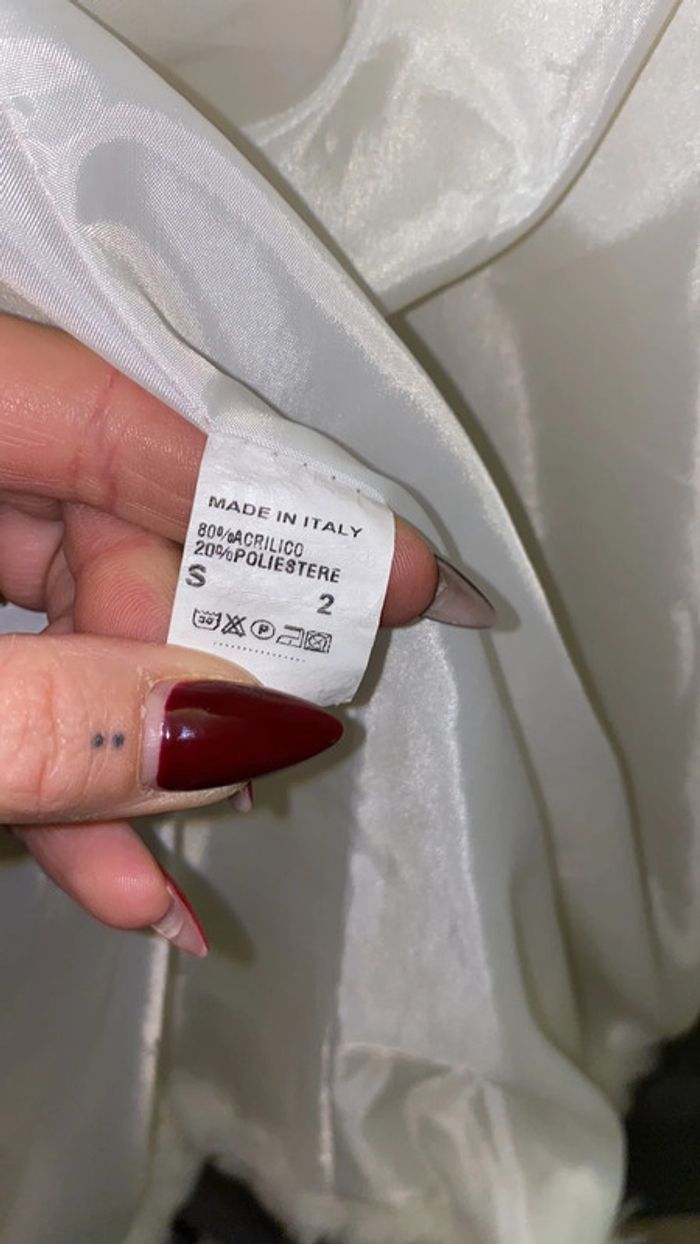 Manteau fausse fourrure ivoire, taille S - photo numéro 5