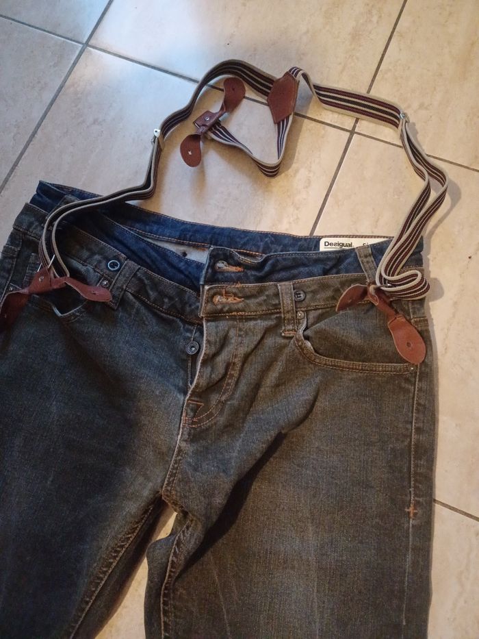 Pantalon jean homme slim desigual à bretelle  42 très bon état - photo numéro 5