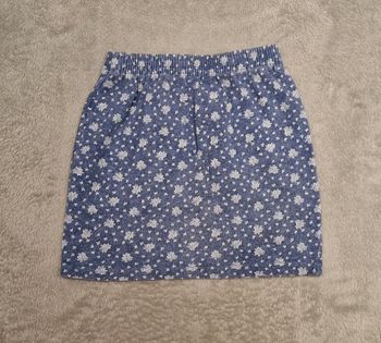 Jupe bleue à fleurs blanches vintage 90's Absorba 8 ans, très bon état