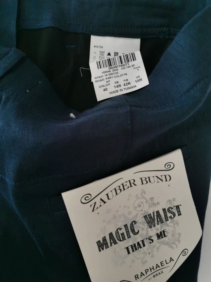 Pantalon slim bleu marine en lin Raphaela By Brax Taille 42 - photo numéro 6