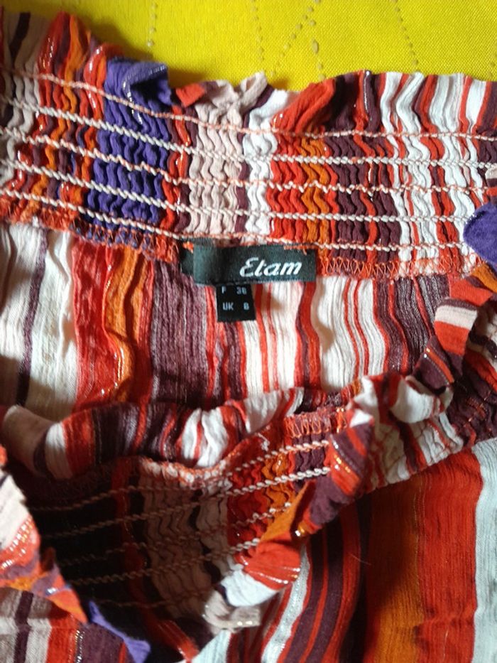 Tee shirt fluide Coloré rayé orange violet - photo numéro 5