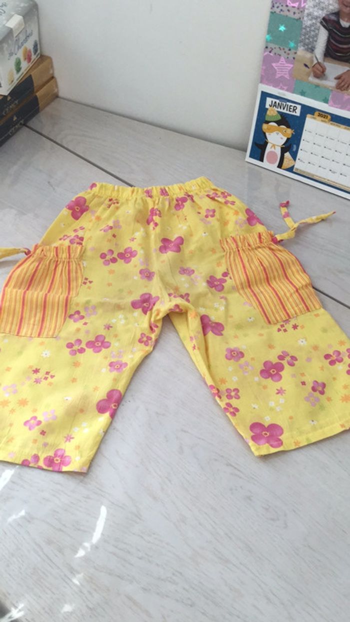 Pantacourt été jaune fleuri 4ans Les Minots - photo numéro 4