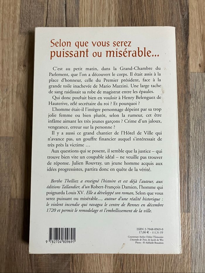 Livre broché-Berthe Thelliez-Selon que vous serez puissant ou misérable - photo numéro 2
