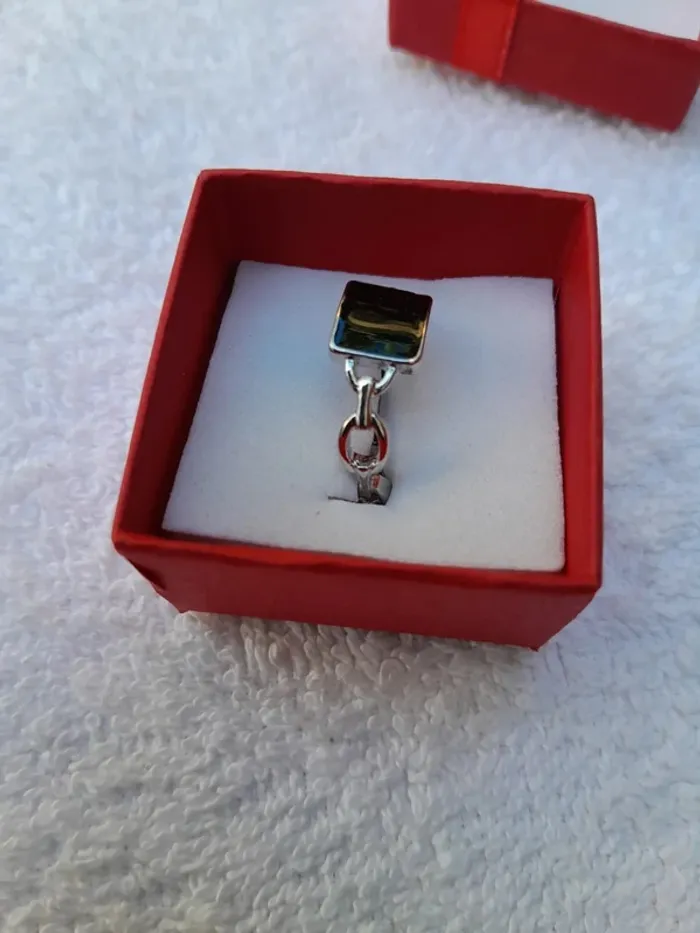Bague pierre noire,  taille 60, couleur argentée - photo numéro 2