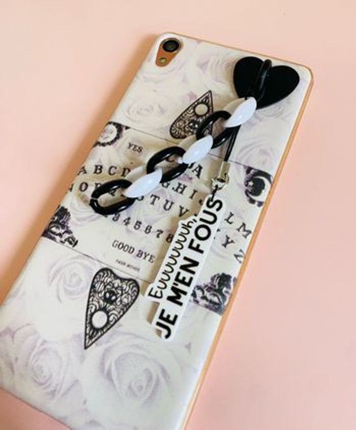 Attache Strap Phone Coeur noir et blanc - photo numéro 4