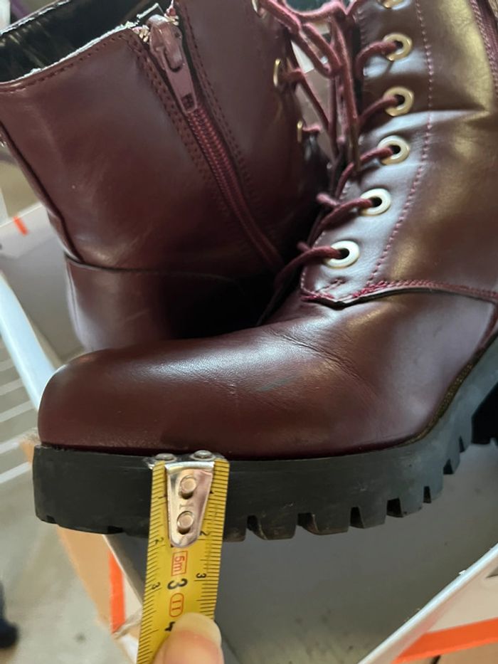 Bottines à talons avec lacets - bordeaux - photo numéro 18