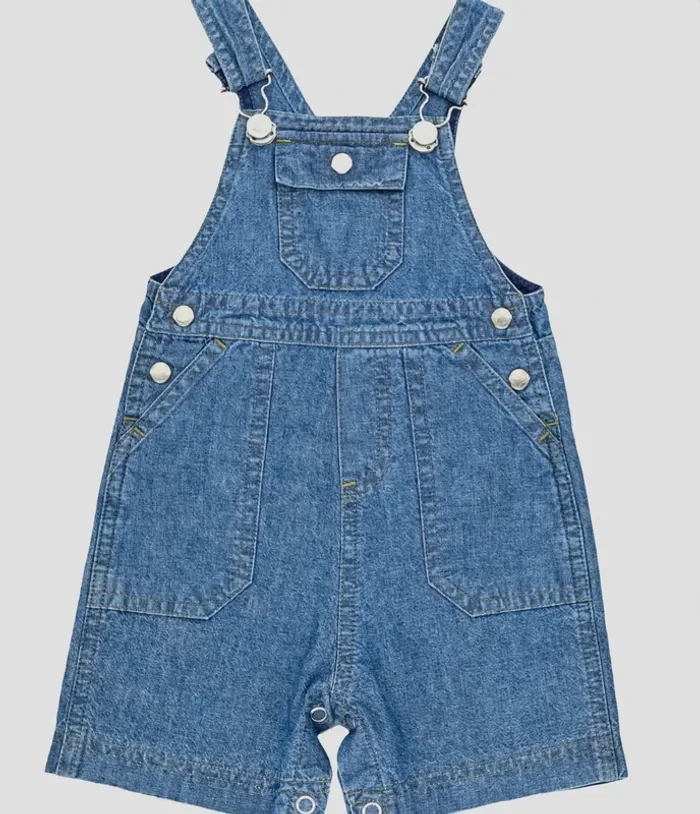 Salopette-short 3 mois en jean Petit Bateau