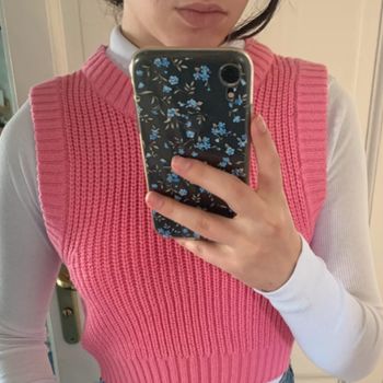 Haut maille rose + col roulé blanc H&M