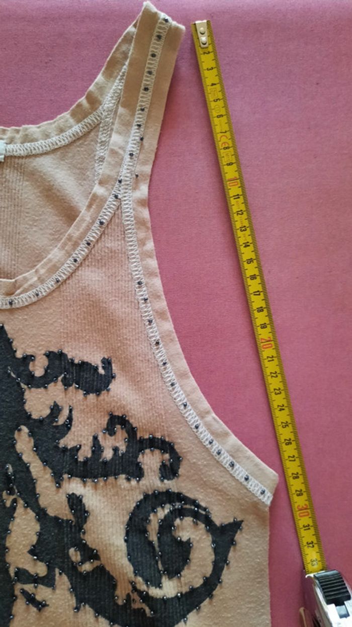 Débardeur beige & noir Taille L - photo numéro 6