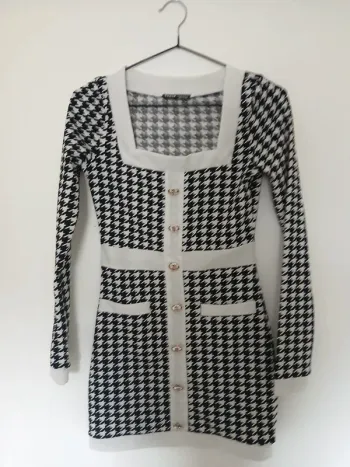 Robe courte motif pied-de-poule