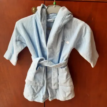 Sortie de bain lapin bleu clair 2 ans