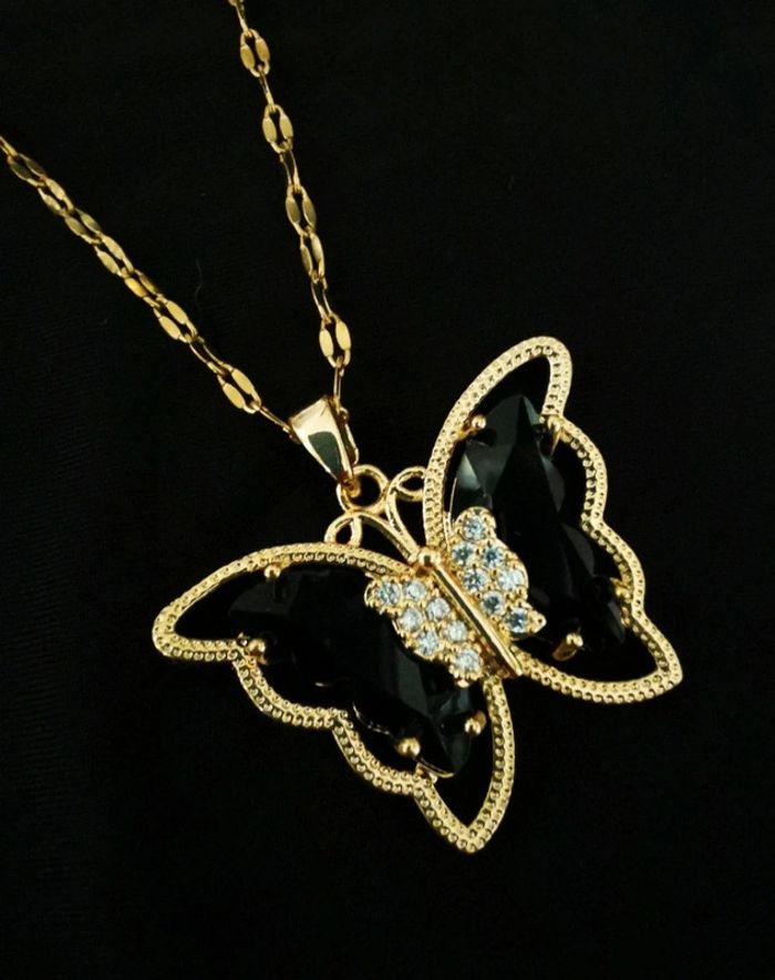 F47 Collier chaîne acier inoxydable papillon - photo numéro 3