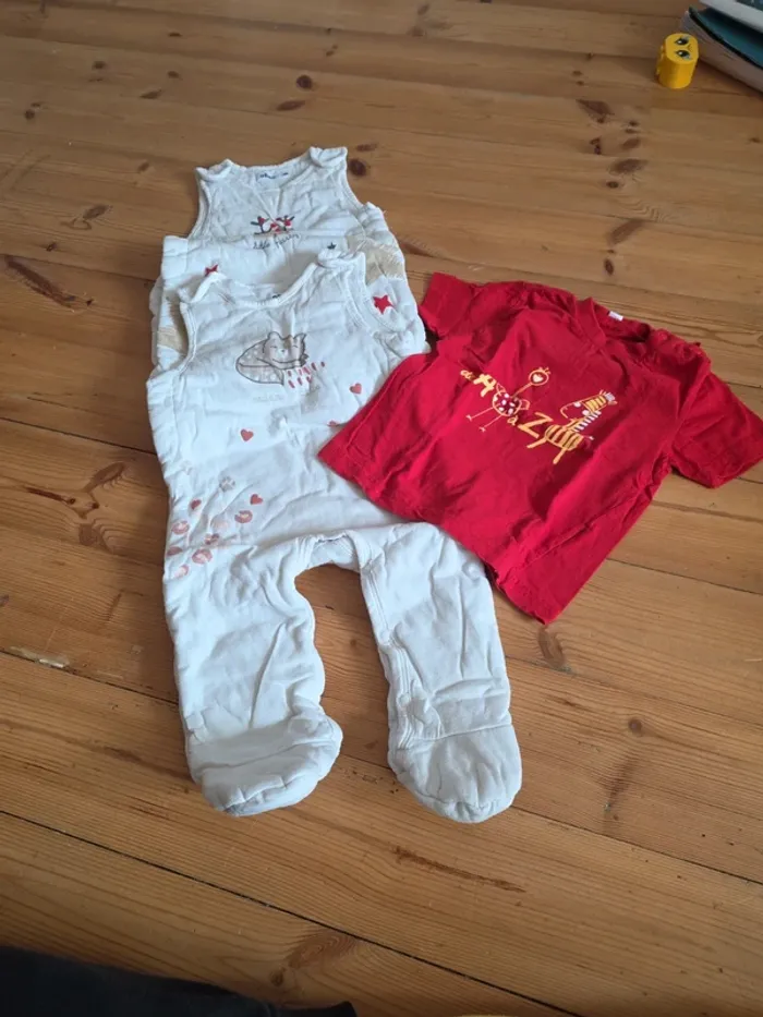 Lot de 2 salopette hiver et Tee-shirt manche courte.