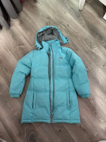 Manteau hiver long bleu clair 7 8 ans trespass