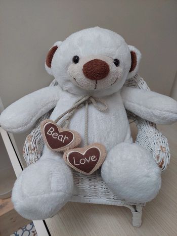 Aubert - peluche ourson blanc  bear love