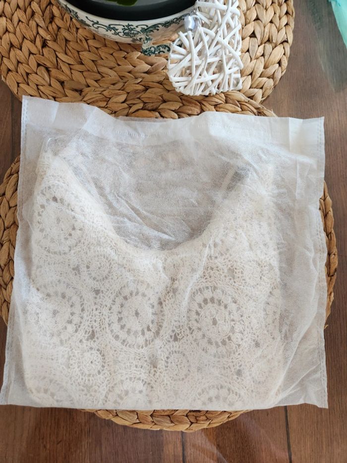 Sac à main beige/crème crochet - photo numéro 9