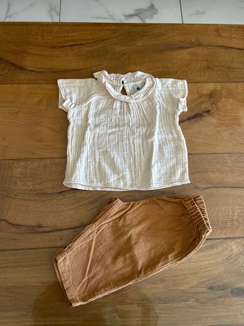 Ensemble gaze de coton petit bateau 6 mois neuf bébé fille