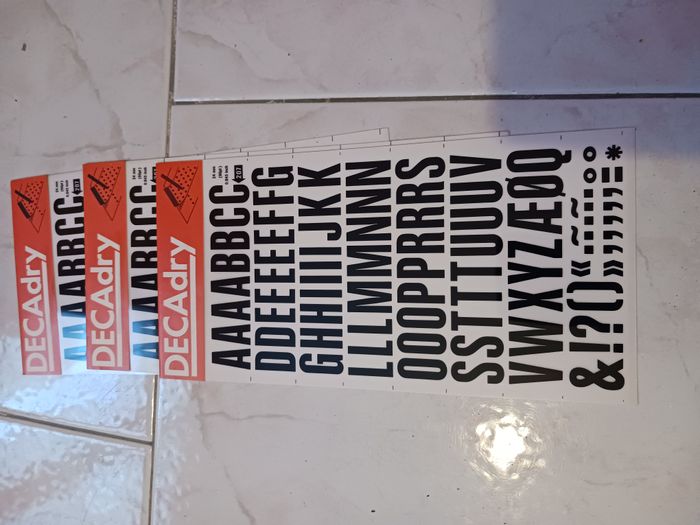 lot de 3 pochettes Super lettres transfert noir N°207 (24 mm) Decadry