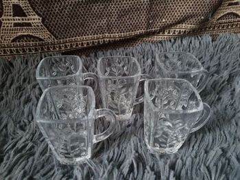 Lot 5 verres à thé sculptée vintage