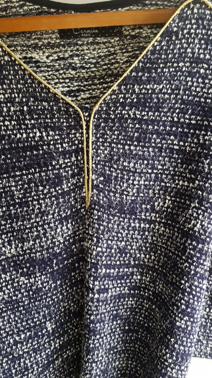 Robe Automne Hiver Manches 3/4  Bleu fils doré et Ceinture  Taille S - photo numéro 7