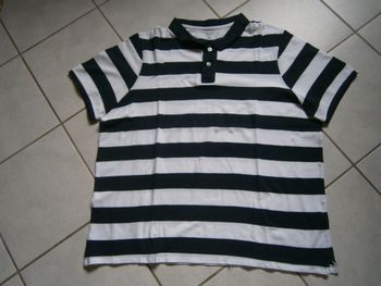 Polo MC rayé blanc/marine KIABI Taille 3XL