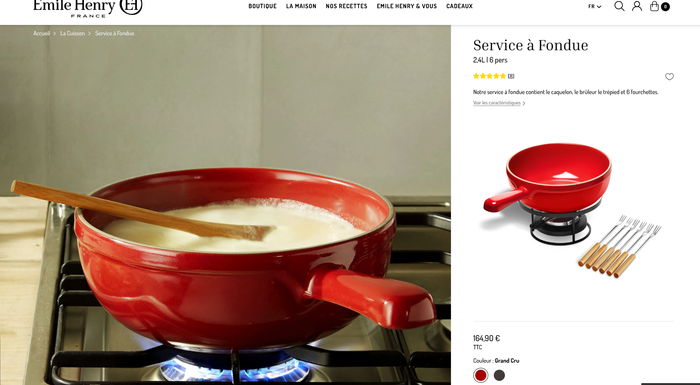 🌻Service Caquelon à fondue savoyarde de Marque d'Emile Henry🌻 - photo numéro 3