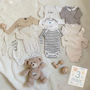 Lot de 9 bodies manches longues - T3mois - Marques diverses