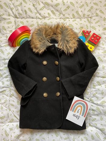 manteaux noir col fourrure beige 6 ans NKY