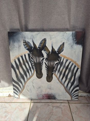  Tableau "Regard de Zèbre" – Design Abstrait (60x60 cm)