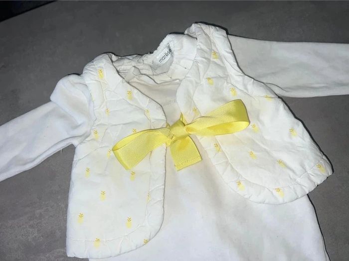 Lot ensemble pyjama marese 12 mois blanc jaune col strass ananas - photo numéro 4