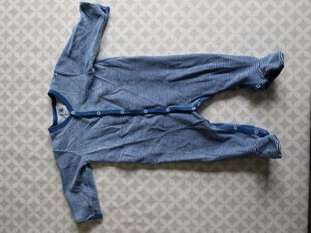 Pyjama Petit Bateau 9 mois (74cm) - Rayé Marinière Bleu - Ouverture Devant