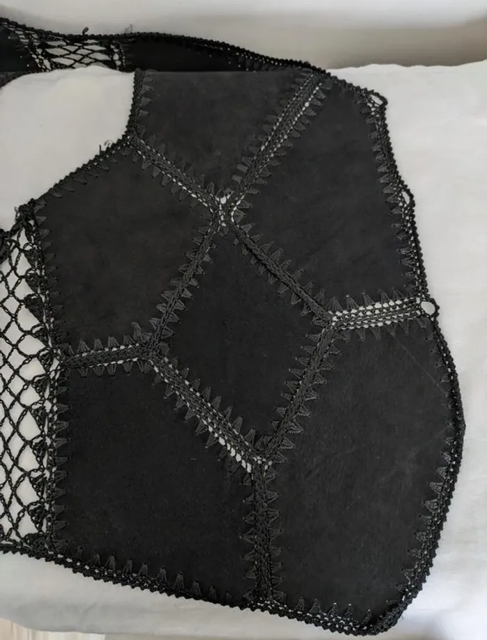 Gilet vintage en cuir daim - taille 40 - photo numéro 6