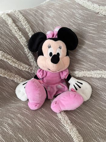 Peluche doudou 37cm Disney Minnie souris rose à pois blanc très bon état