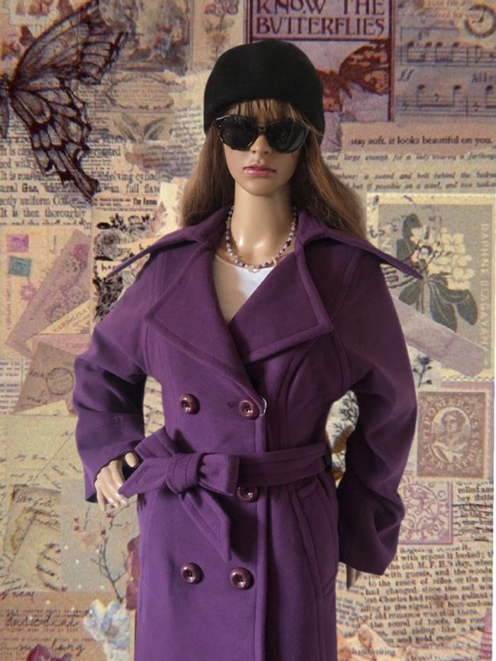 💜Superbe manteau long laine cachemire mauve neuf avec étiquette vintage 00s wool cashmere coat💜 - photo numéro 2