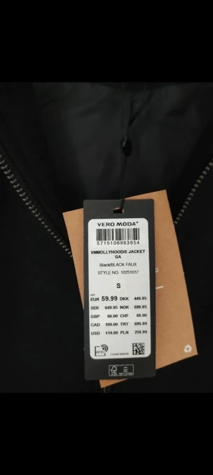 Vero Moda manteau noir classique à capuche taille S - photo numéro 5