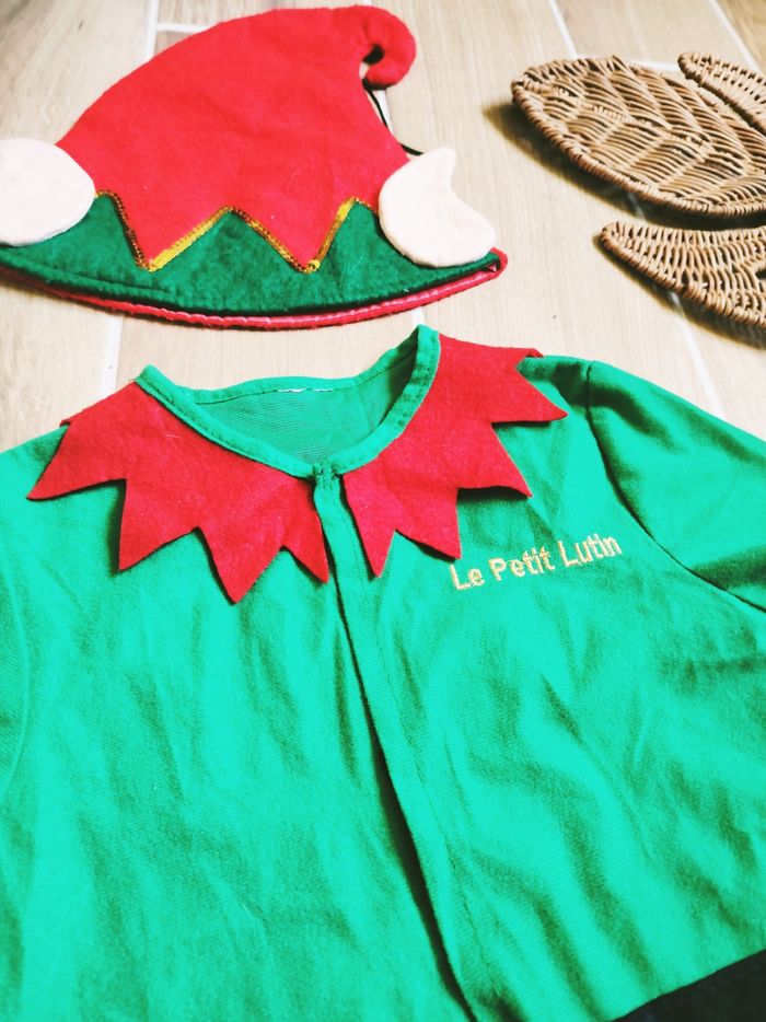 🎄 Déguisement/costume veste et chapeau de Lutin pour enfant - photo numéro 3