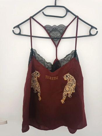 Nuisette bordeaux "tigresse" et dentelle noire Undiz Taille S En très bon état