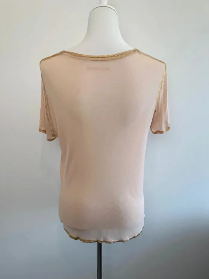 Magnifique T-shirt Zadig & Voltaire saumon et doré taille M parfait état - photo numéro 5